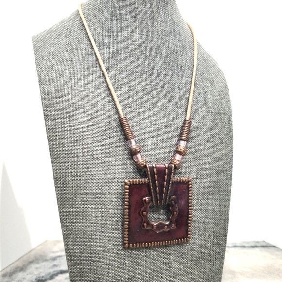 Jewelry - Tribal-Inspired Pendant Necklace with Leather Cord